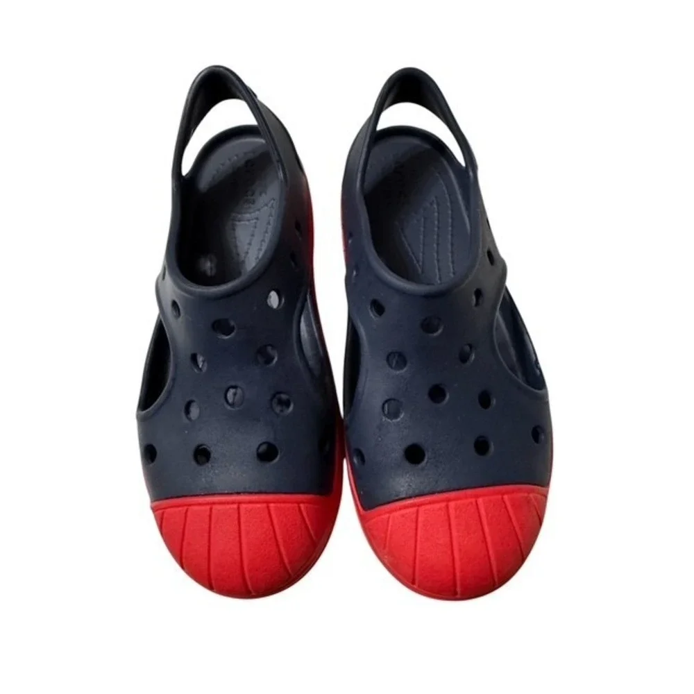NEW CROCS Bump It Sandal Navy/Red Unisex kids  Junior 3